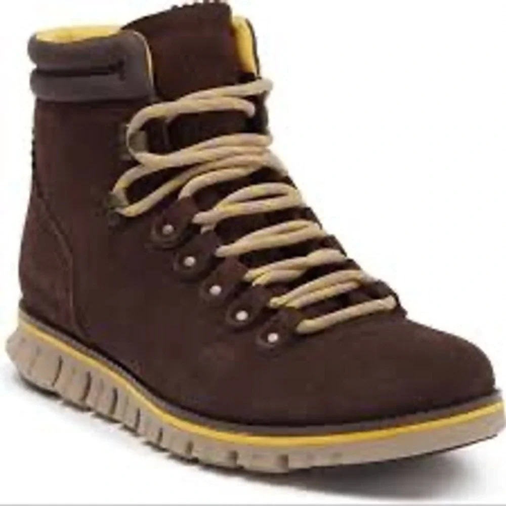 Cole Haan Zerogrand Hiker‎ Boots Brown Suede Yellow C31523 Mens 11.5